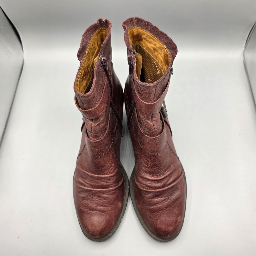 Naya Virtue Boots Women 8 Oxblood Bordo Leather Ankle Western Boho Anthropologie - Picture 4 of 14